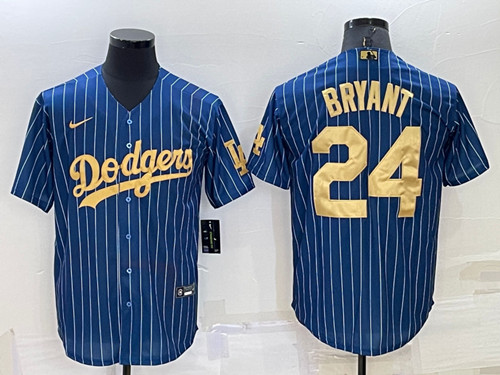 Men's Los Angeles Dodgers #24 Kobe Bryant Navy Gold Cool Base Stitched Baseball Jersey